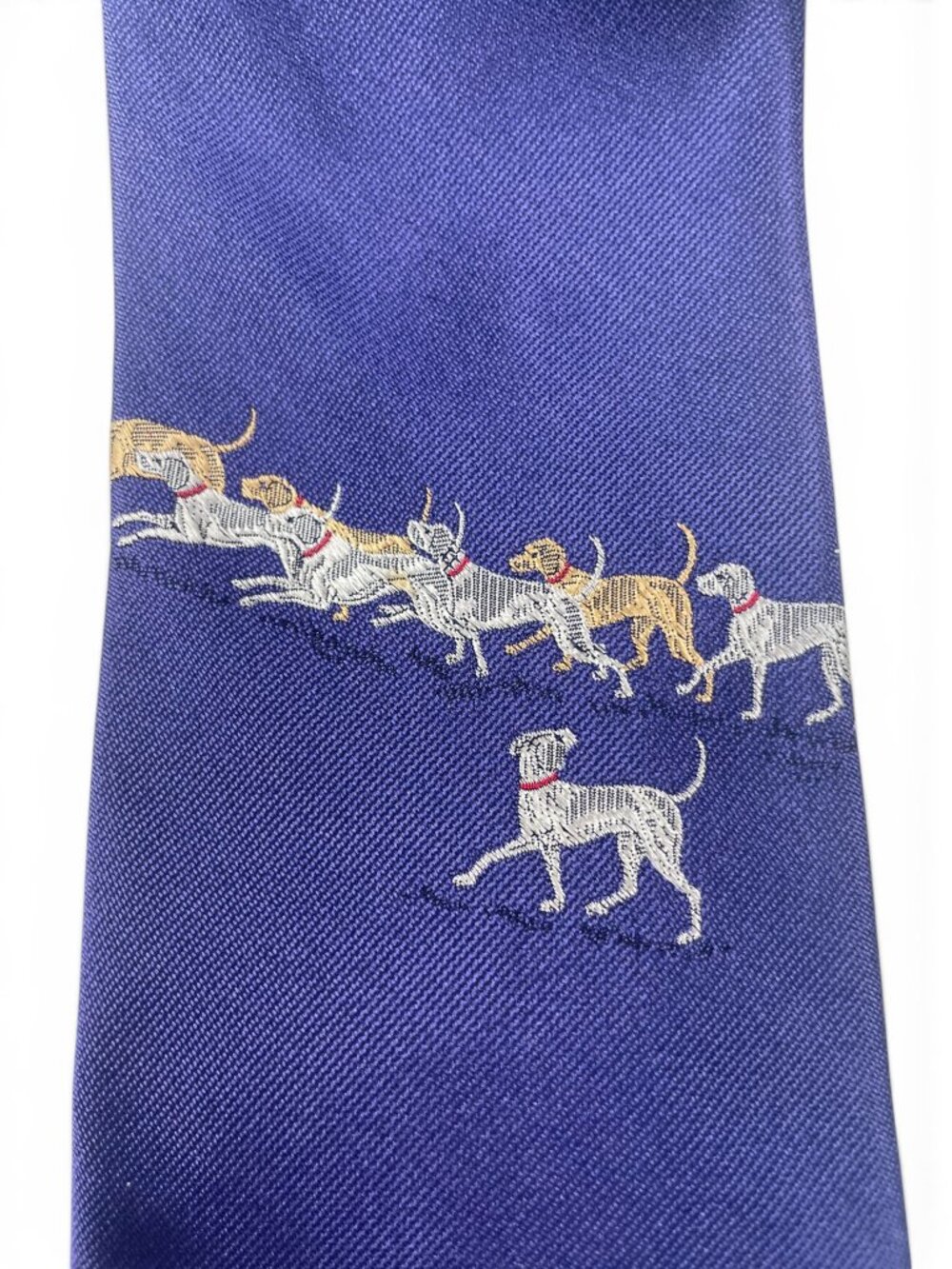 Perry Ellis Vintage Handmade Embroidered Silk Fox Hunt Tie - Picture 4 of 8